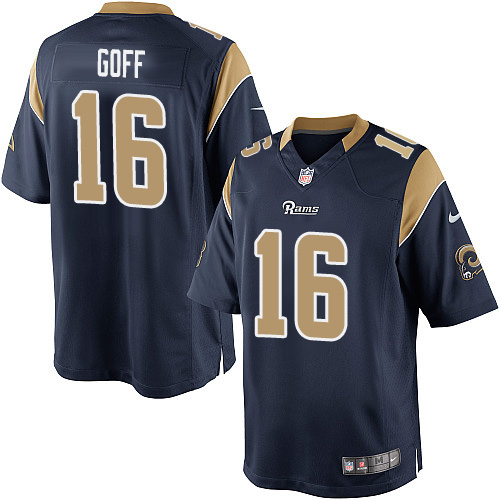 Men's Limited Jared Goff Nike Jersey Navy Blue Home - #16 NFL Los Angeles Rams